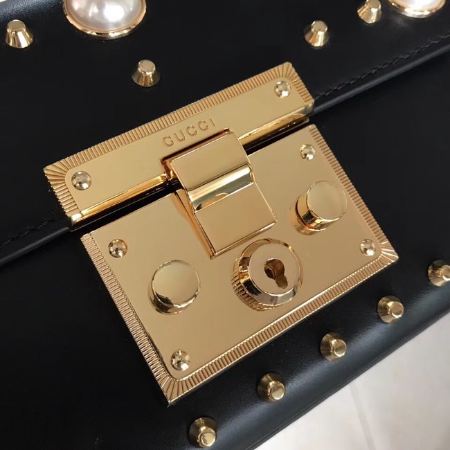 Gucci Padlock small GG Pearl shoulder bag 409487 black 