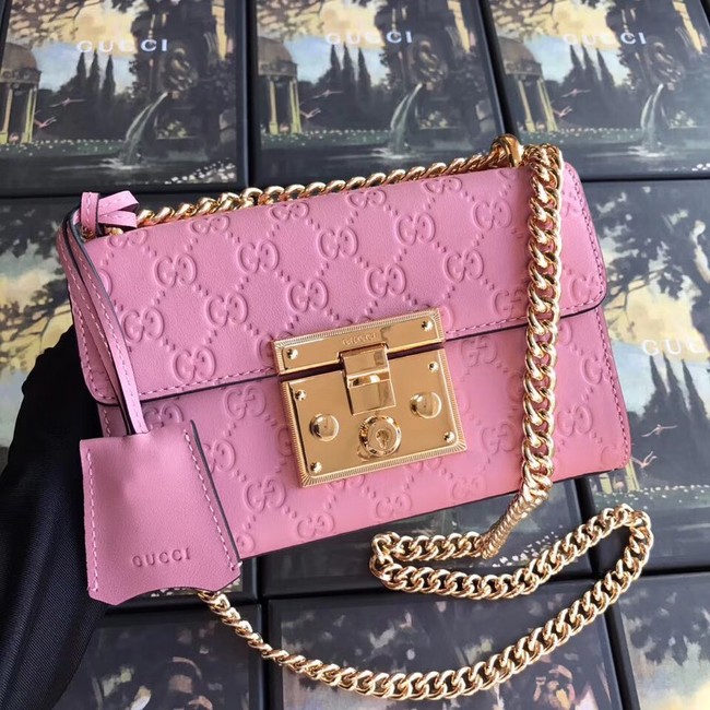 Gucci Padlock small GG shoulder bag 409487 pink