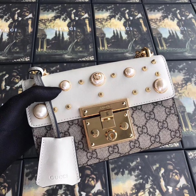 Gucci Padlock small GG Pearl shoulder bag A409487 White 