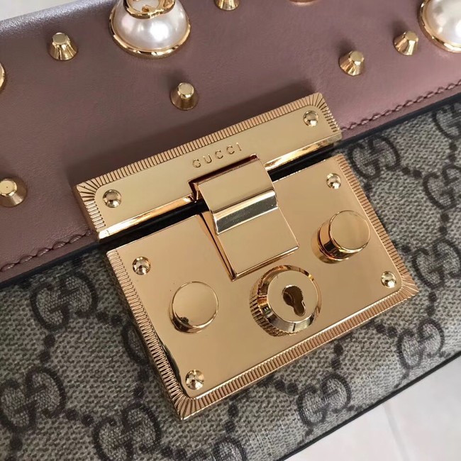 Gucci Padlock small GG Pearl shoulder bag A409487 pink 
