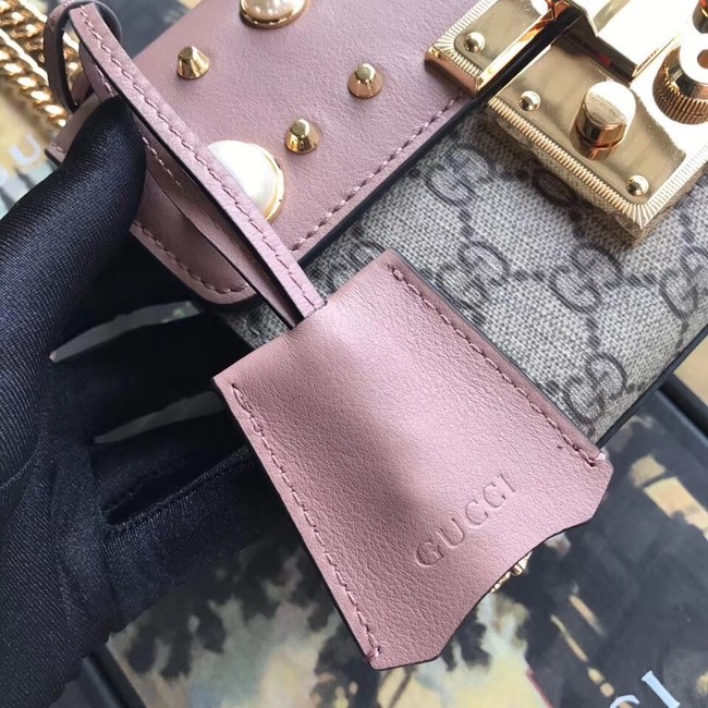 Gucci Padlock small GG Pearl shoulder bag A409487 pink 