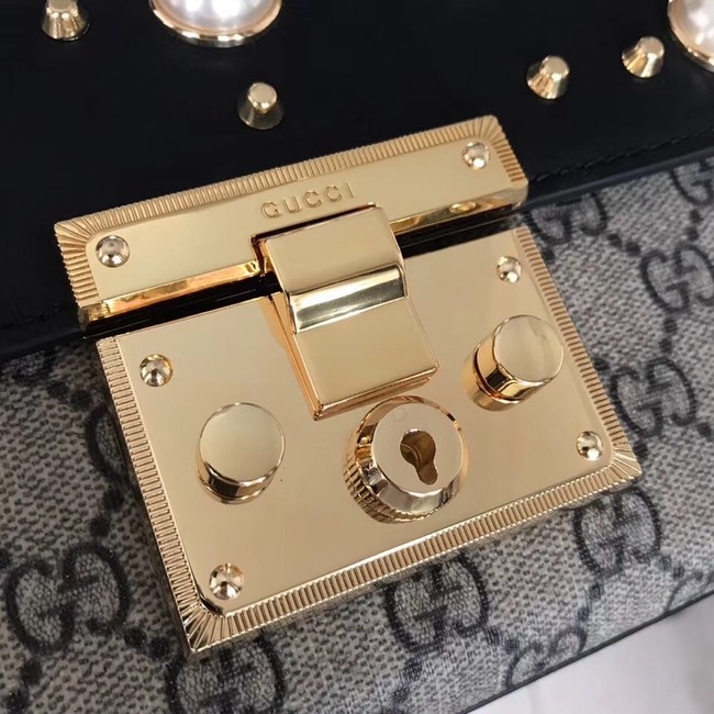 Gucci Padlock small GG Pearl shoulder bag A409487 black 