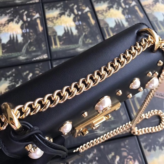 Gucci Padlock small GG Pearl shoulder bag A409487 black 