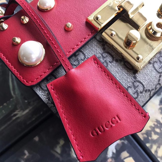 Gucci Padlock small GG Pearl shoulder bag A409487 red 
