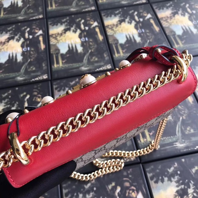 Gucci Padlock small GG Pearl shoulder bag A409487 red 