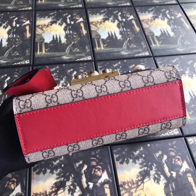 Gucci Padlock small GG Pearl shoulder bag A409487 red 