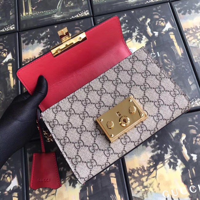 Gucci Padlock small GG Pearl shoulder bag A409487 red 