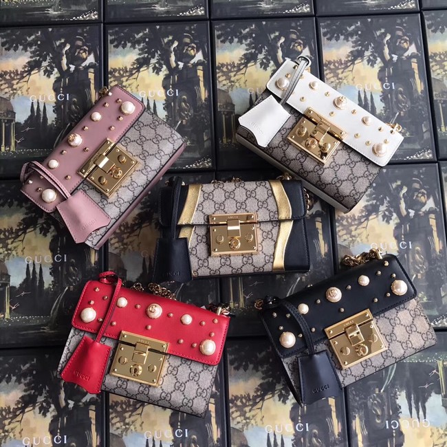 Gucci Padlock small GG Pearl shoulder bag A409487 red 