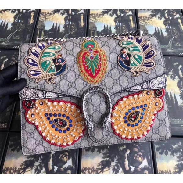 Gucci Dionysus GG Snakeskin Medium Shoulder Bag with Phoenix Appliqu 403348 2018