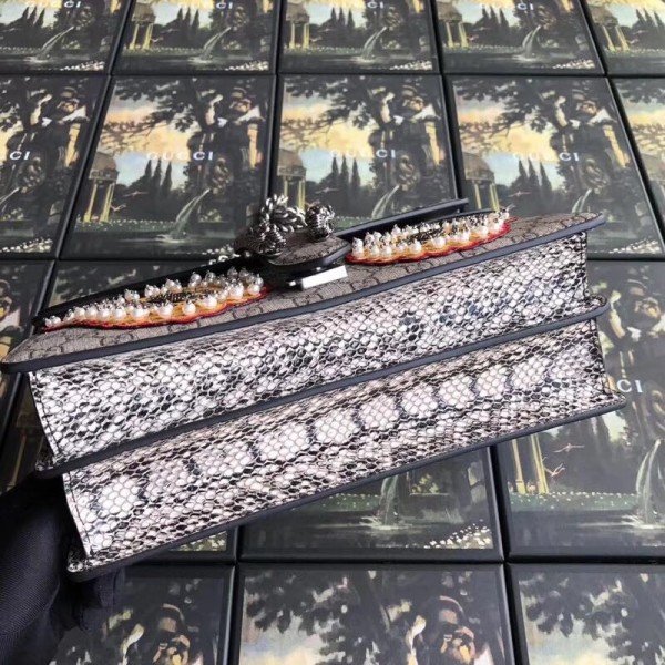 Gucci Dionysus GG Snakeskin Medium Shoulder Bag with Phoenix Appliqu 403348 2018