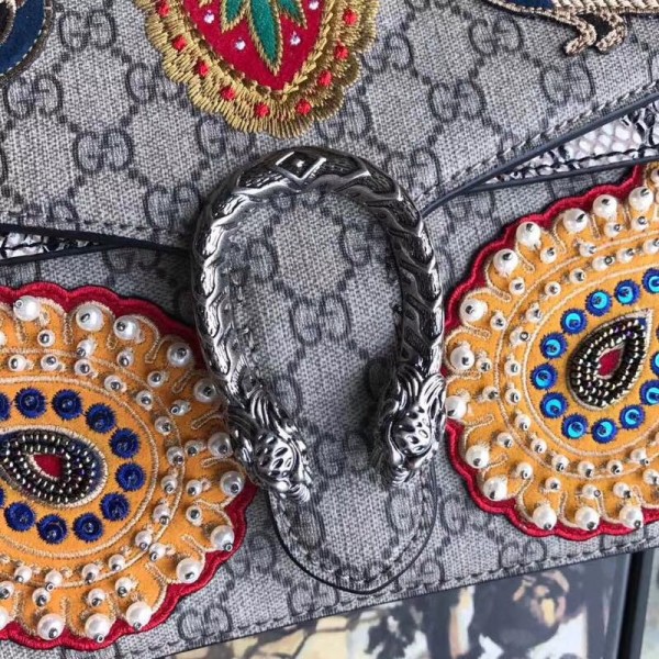 Gucci Dionysus GG Snakeskin Medium Shoulder Bag with Phoenix Appliqu 403348 2018