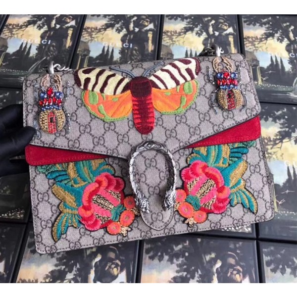 Gucci Dionysus GG Snakeskin Medium Shoulder Bag with Appliqu 400235 2018