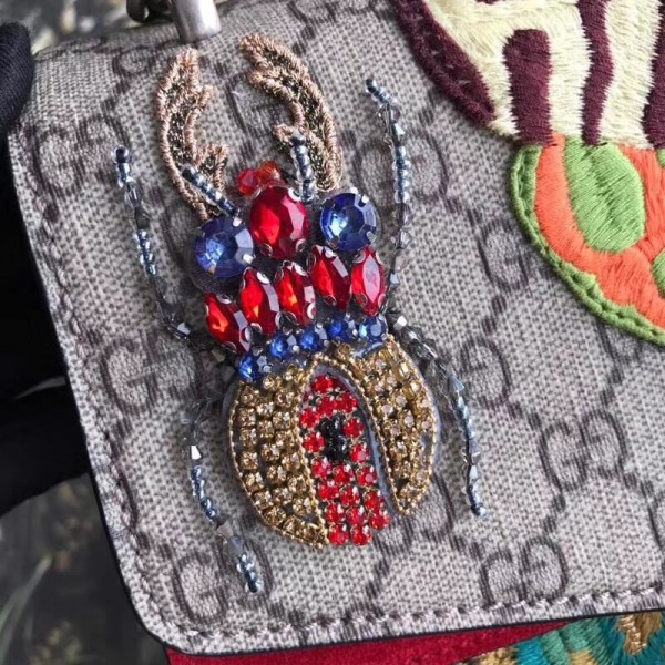 Gucci Dionysus GG Snakeskin Medium Shoulder Bag with Appliqu 400235 2018