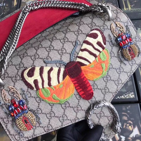 Gucci Dionysus GG Snakeskin Medium Shoulder Bag with Appliqu 400235 2018