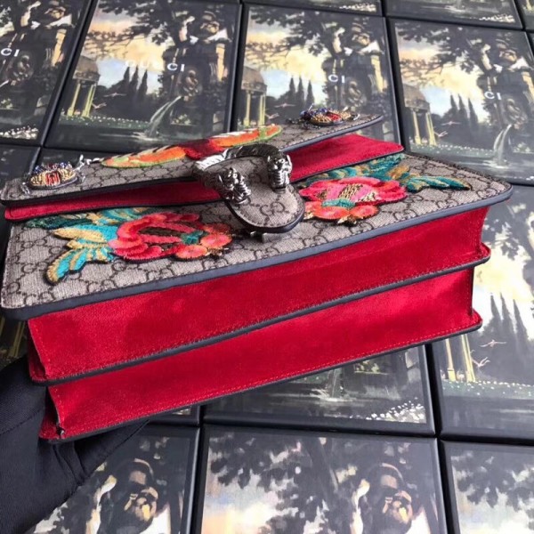 Gucci Dionysus GG Snakeskin Medium Shoulder Bag with Appliqu 400235 2018