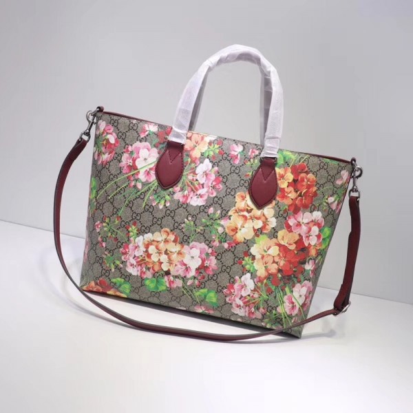 Gucci GG Supreme Tote with Bloom Print 453705 Pink 2018
