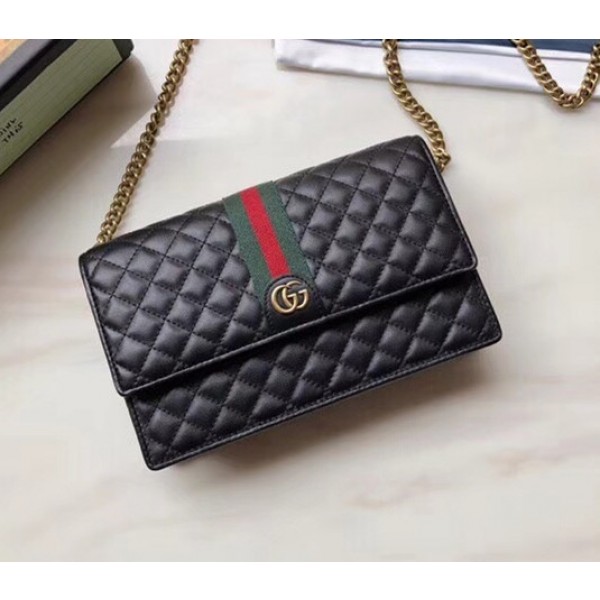 Gucci Quilted Leather Chain Shoulder Bag Black 2018