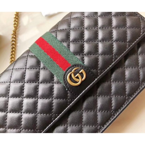 Gucci Quilted Leather Chain Shoulder Bag Black 2018
