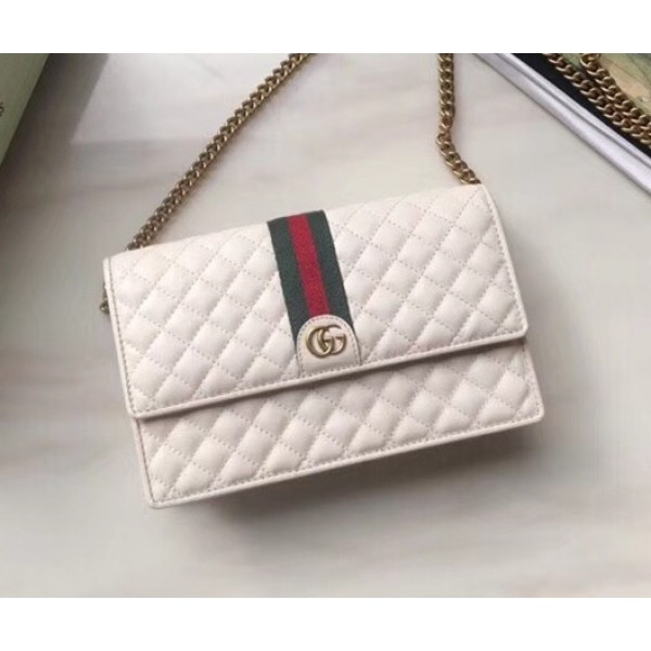 Gucci Quilted Leather Chain Shoulder Bag White 2018