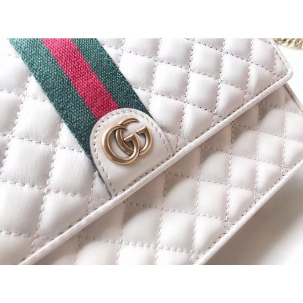 Gucci Quilted Leather Chain Shoulder Bag White 2018