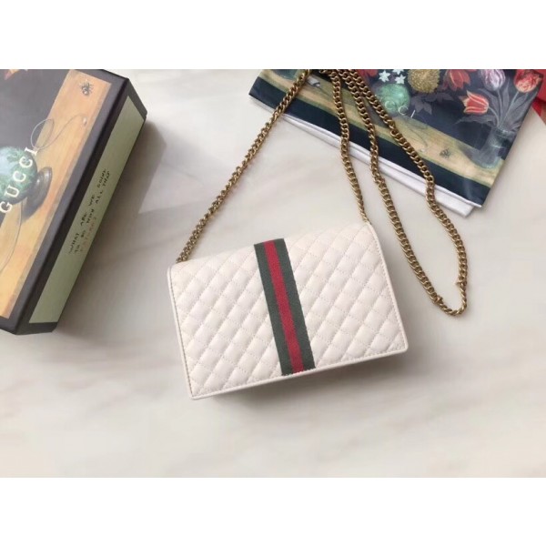Gucci Quilted Leather Chain Shoulder Bag White 2018