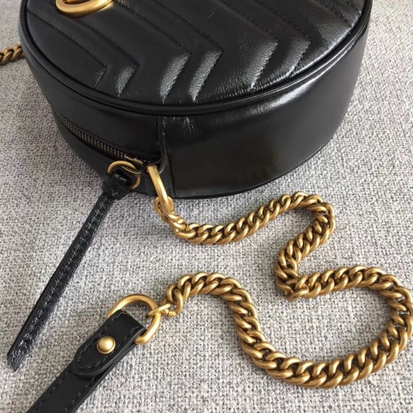 Gucci GG Marmont Mini Round Shoulder Bag 550154 Black 2018