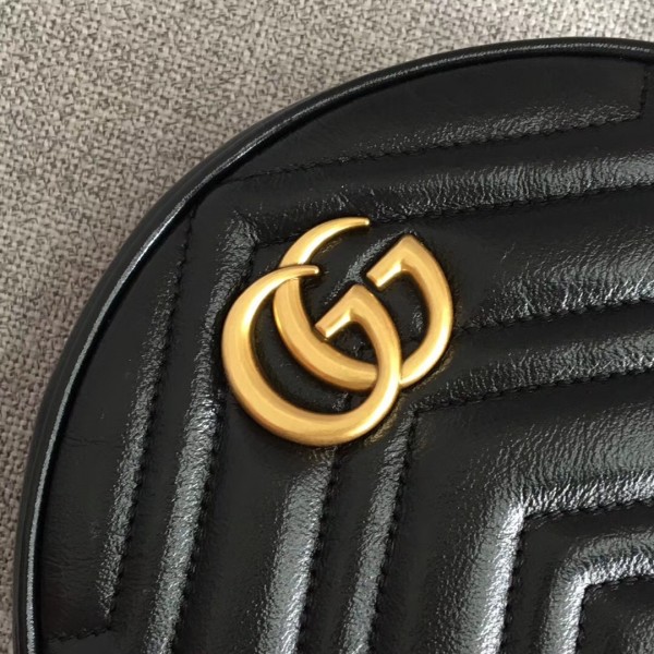 Gucci GG Marmont Mini Round Shoulder Bag 550154 Black 2018