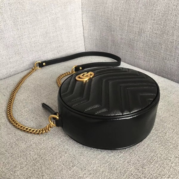 Gucci GG Marmont Mini Round Shoulder Bag 550154 Black 2018