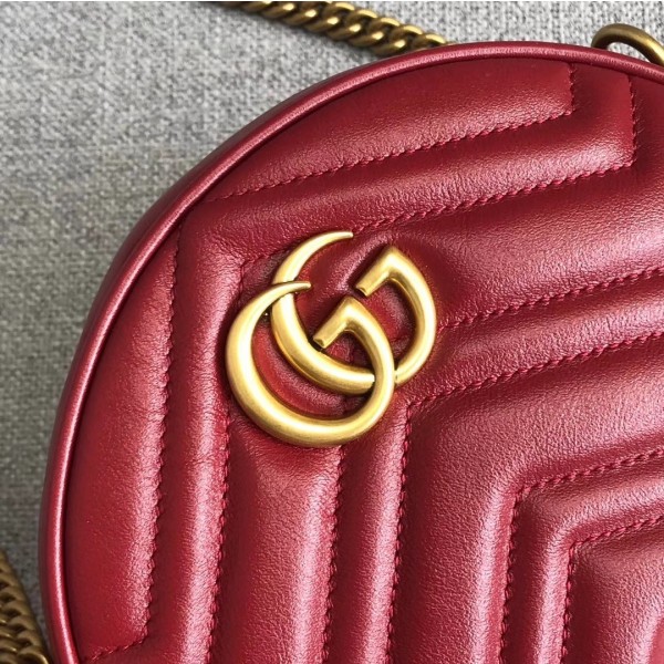 Gucci GG Marmont Mini Round Shoulder Bag 550154 Red 2018