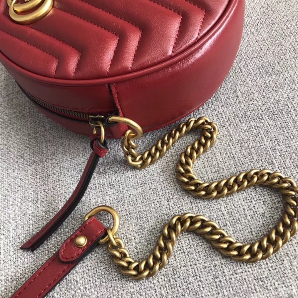 Gucci GG Marmont Mini Round Shoulder Bag 550154 Red 2018