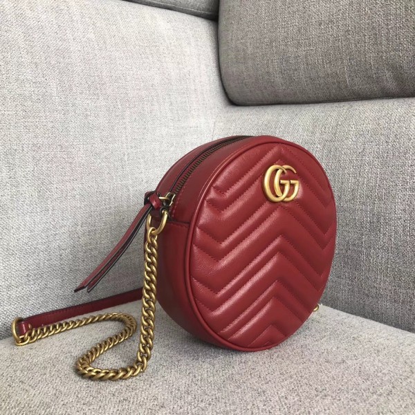Gucci GG Marmont Mini Round Shoulder Bag 550154 Red 2018