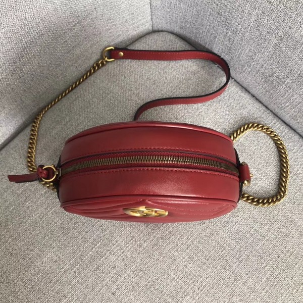 Gucci GG Marmont Mini Round Shoulder Bag 550154 Red 2018