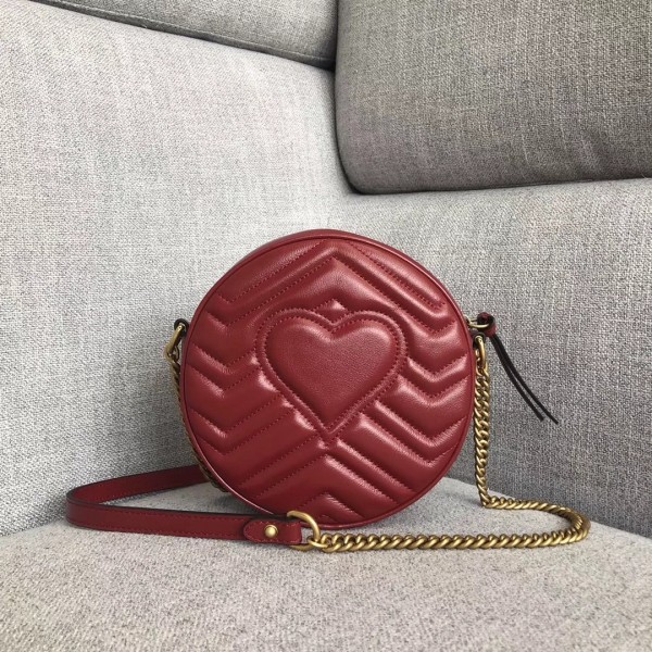 Gucci GG Marmont Mini Round Shoulder Bag 550154 Red 2018