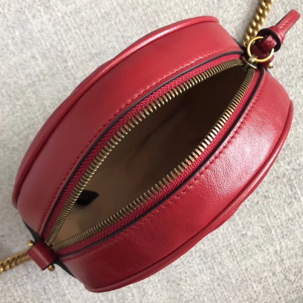 Gucci GG Marmont Mini Round Shoulder Bag 550154 Red 2018