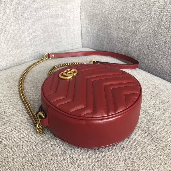 Gucci GG Marmont Mini Round Shoulder Bag 550154 Red 2018