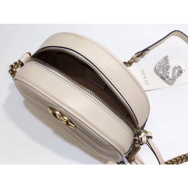 Gucci GG Marmont Mini Round Shoulder Bag 550154 White 2018