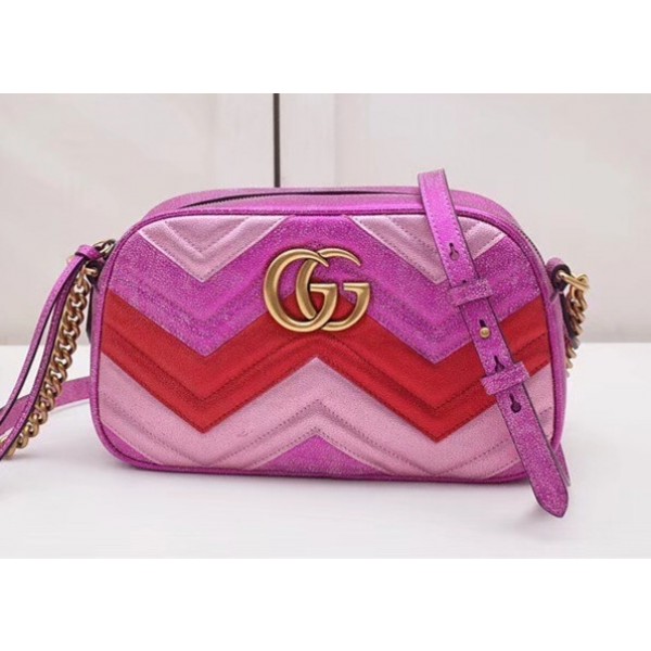 Gucci GG Marmont Small Matelassé Shoulder Bag 447632 Pink/Red 2018