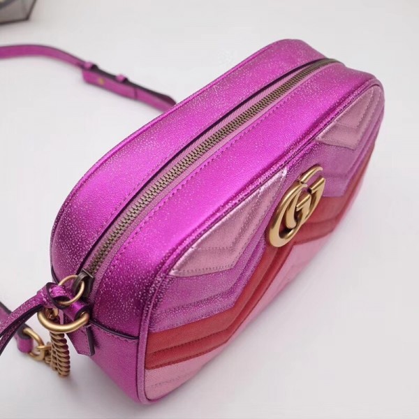 Gucci GG Marmont Small Matelassé Shoulder Bag 447632 Pink/Red 2018