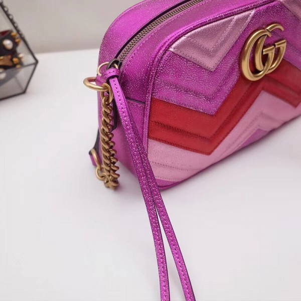 Gucci GG Marmont Small Matelassé Shoulder Bag 447632 Pink/Red 2018