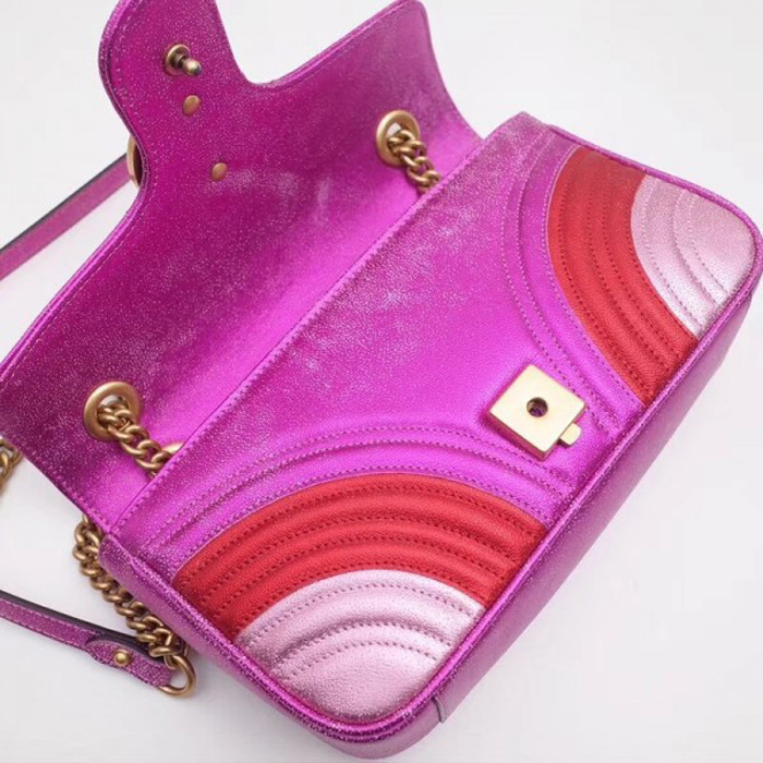 Gucci GG Marmont Small Matelasse Shoulder Bag 443497 Pink Red 2018