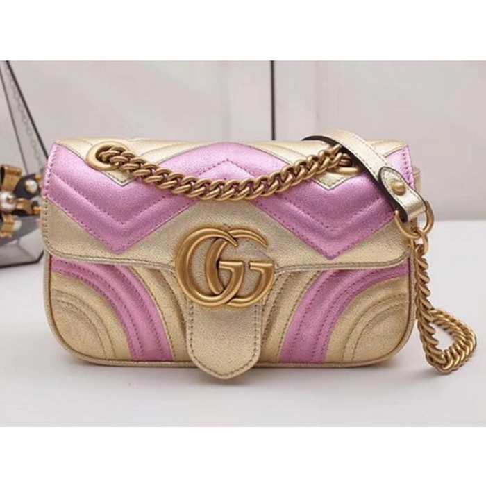 Gucci GG Marmont Mini Matelasse Bag 446744 Pink Gold 2018