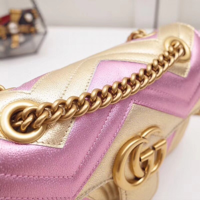 Gucci GG Marmont Mini Matelasse Bag 446744 Pink Gold 2018