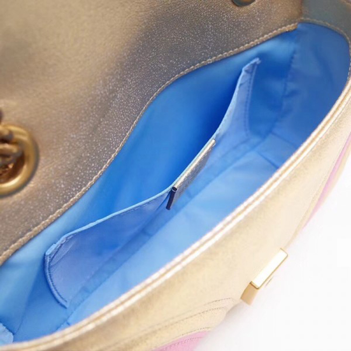 Gucci GG Marmont Mini Matelasse Bag 446744 Pink Gold 2018