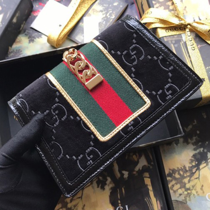 Gucci Sylvie Velvet Chain Bag 494642 Black 2018