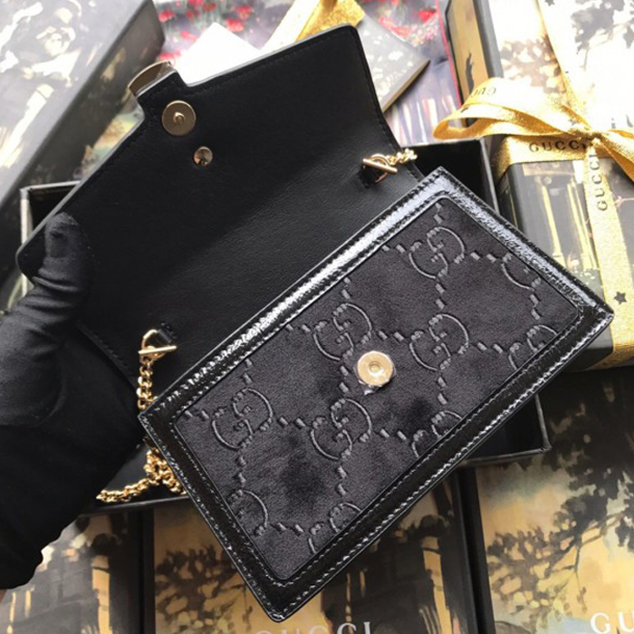Gucci Sylvie Velvet Chain Bag 494642 Black 2018