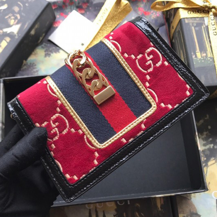 Gucci Sylvie Velvet Mini Chain Bag 494646 Red 2018