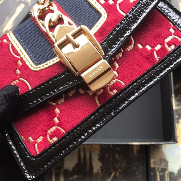 Gucci Sylvie Velvet Mini Chain Bag 494646 Red 2018