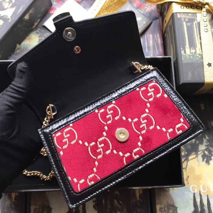 Gucci Sylvie Velvet Mini Chain Bag 494646 Red 2018