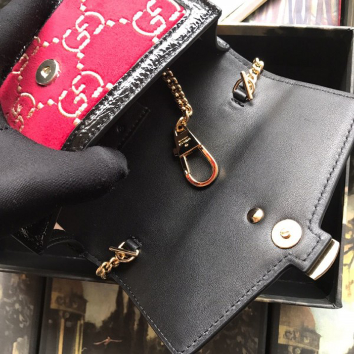 Gucci Sylvie Velvet Mini Chain Bag 494646 Red 2018