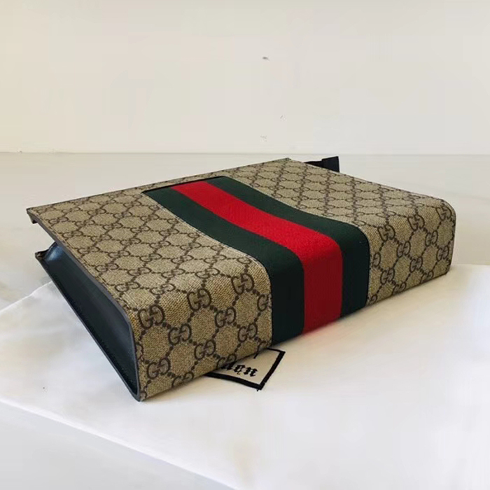 Gucci Mens GG Supreme Web Pouch 475316 Beige 2018